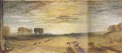 Joseph Mallord William Turner Petworth Park.Tillington Church in the distance.Ca (mk31) oil painting picture